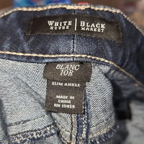 White House Black Market Women's Denim Jeans Slim Ankle Flat Front Blue Size 10R - Picture 9 of 10